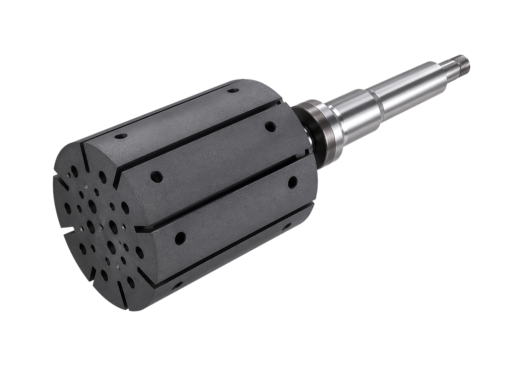 Machined graphite rotors for aluminum degassing with shafts